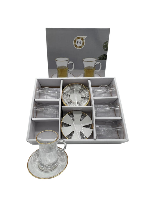 12-Piece Glass Tea Set with Gold Accents
