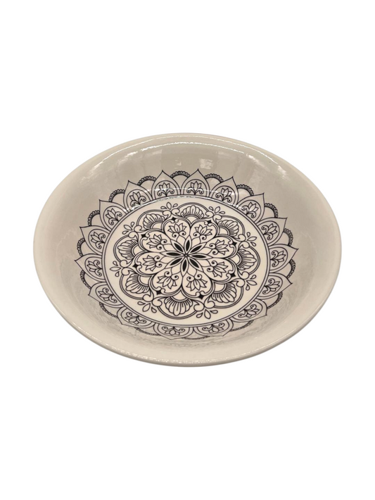 Large Ceramic Serving Plate with Mandala Design