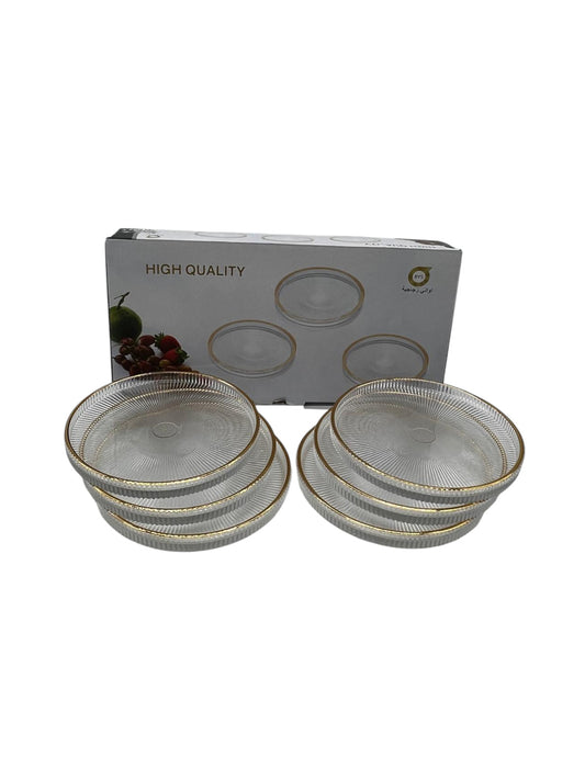 Glass Plates Set with Gold Accents (6 Pack)