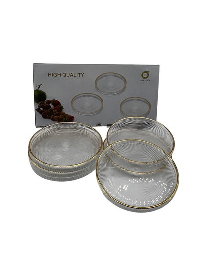 Glass Plates Set with Gold Accents (6 Pack)