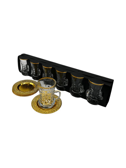 Tea Set with Cups and Gold Plated Holders