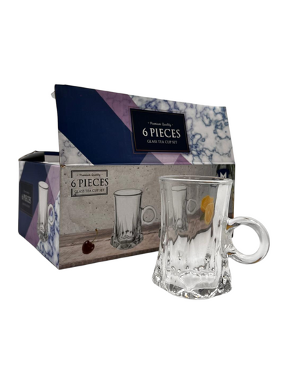 Tea Glasses Set of 6 - Premium Quality Glass Tea Cup Set